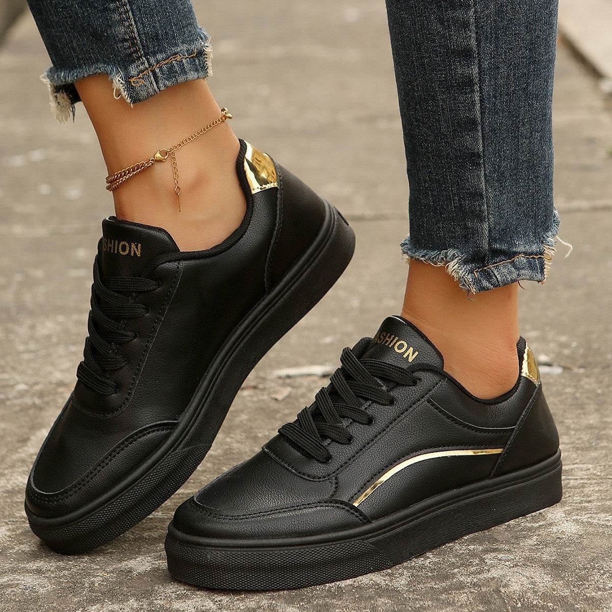 Stylish Lace-Up White Flats for Women - Trendy Round Toe Casual Shoes - Buy Center