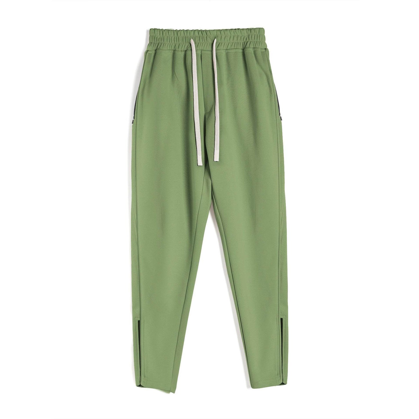 Slim Fit Zipper Ankle Banded Pants - Stylish Cropped Sports Trousers - Buy Center