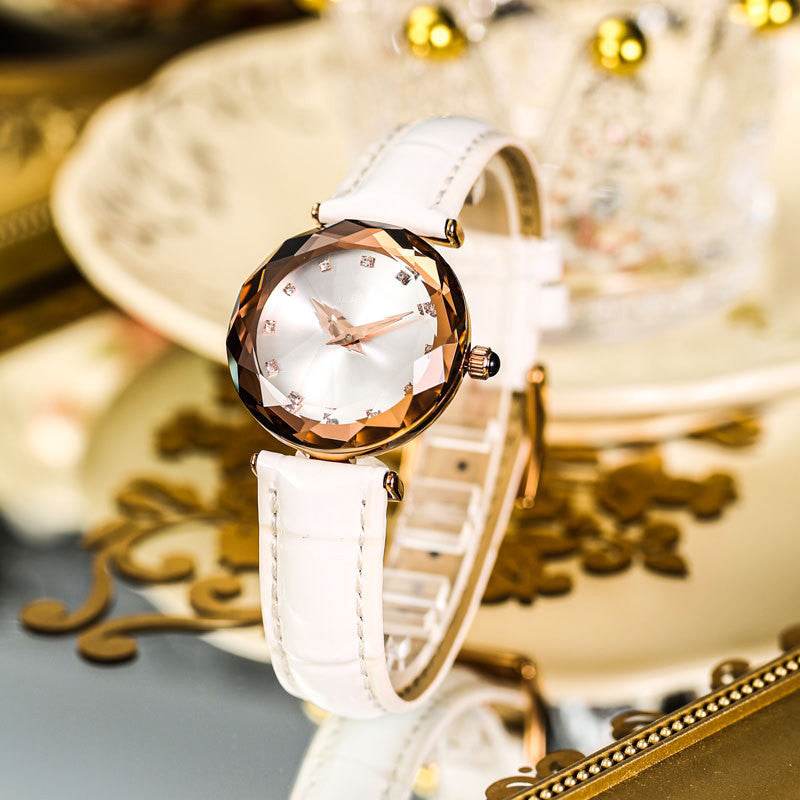 Buy Center Women's Spire Dial Cut Mirror Strap Watch - Quartz Movement - Buy Center