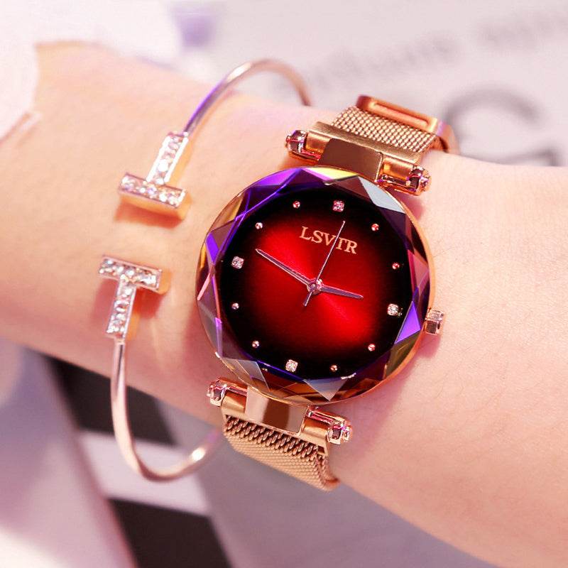 Buycenter Rose Gold Diamond Women’s Watch - Waterproof Magnet Strap - Buy Center