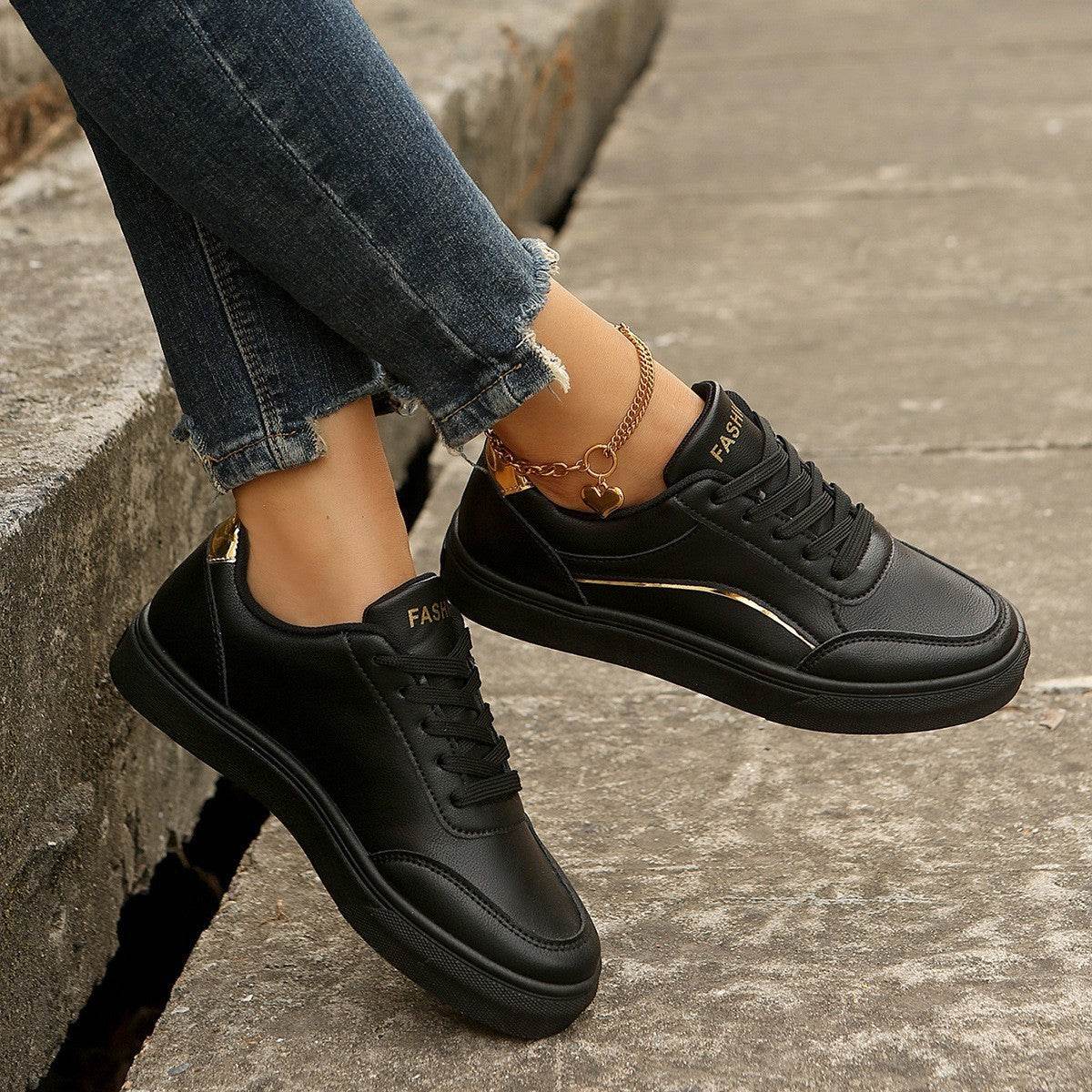Stylish Lace-Up White Flats for Women - Trendy Round Toe Casual Shoes - Buy Center