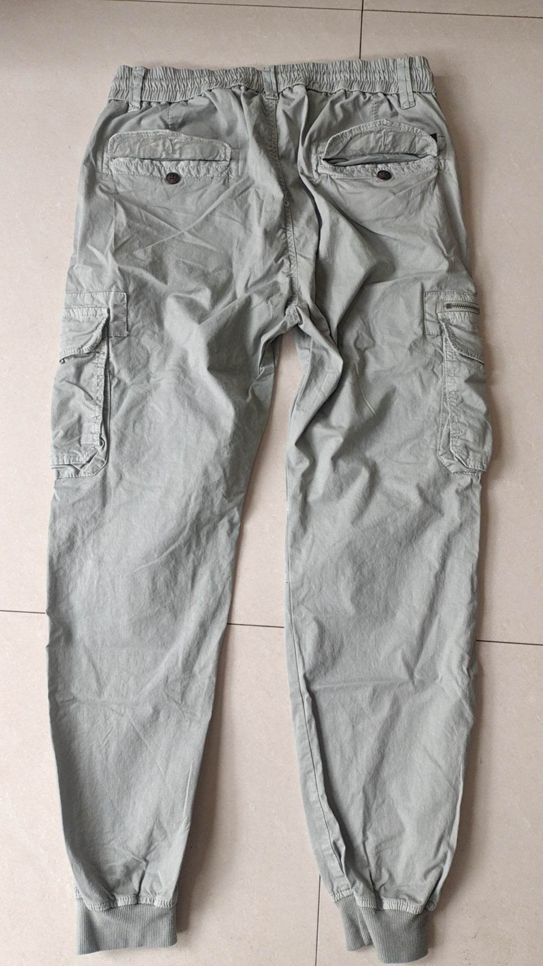 Solid Color Men's Cargo Pants - Multi-Pocket Ankle Style for Comfort - Buy Center