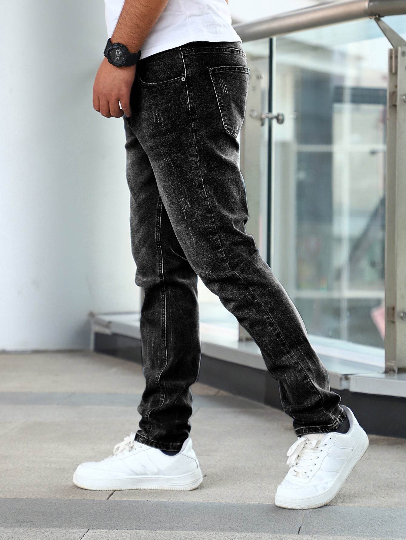 Buycenter Men's Gray Stretch Skinny Jeans - Korean Style Trousers - Buy Center