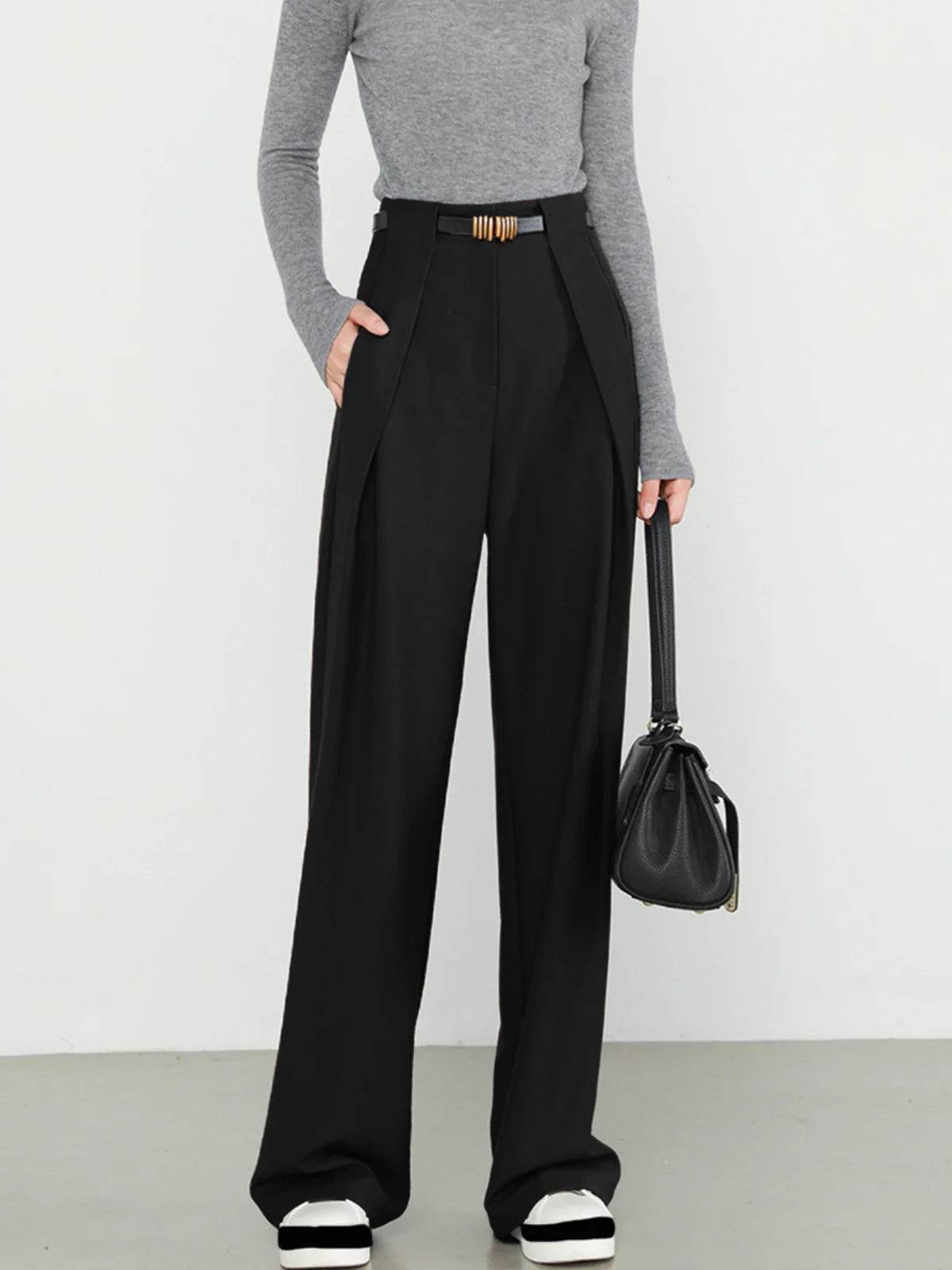 Women's Stylish Wide Leg Suit Pants - Premium Polyester Comfort - Buy Center
