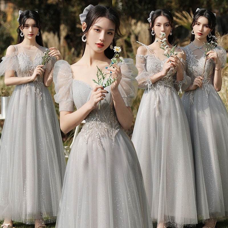 Sisters Gray Slim Fit Dress - Elegant Bridesmaid & Girlfriend Style 2025 - Buy Center