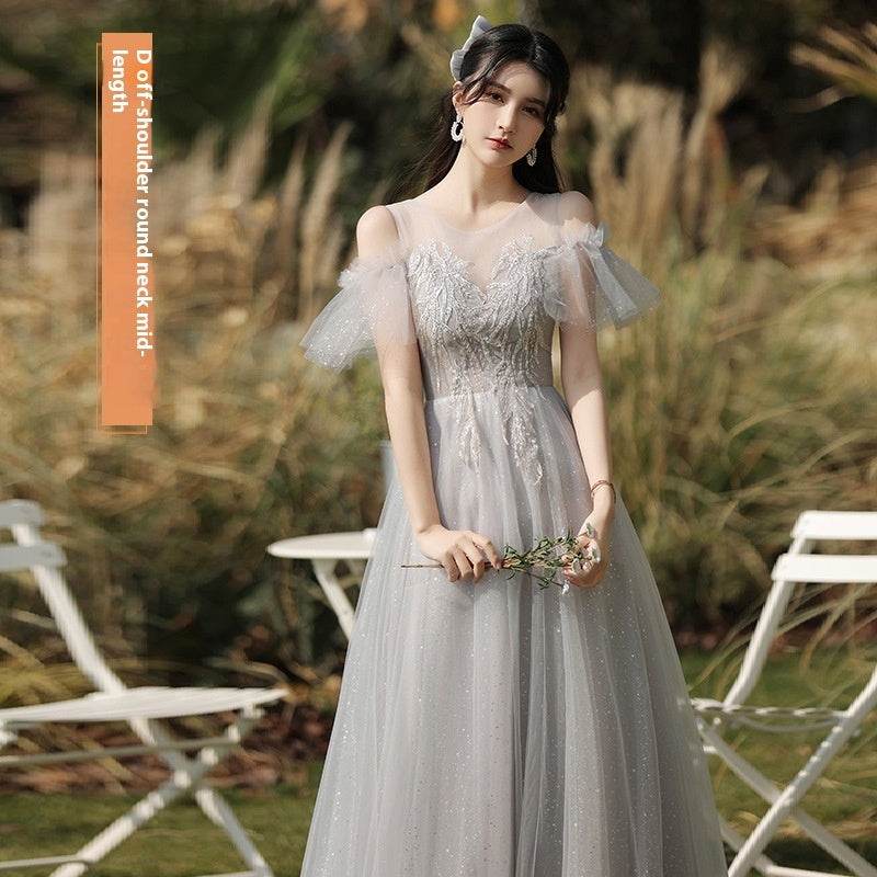 Sisters Gray Slim Fit Dress - Elegant Bridesmaid & Girlfriend Style 2025 - Buy Center