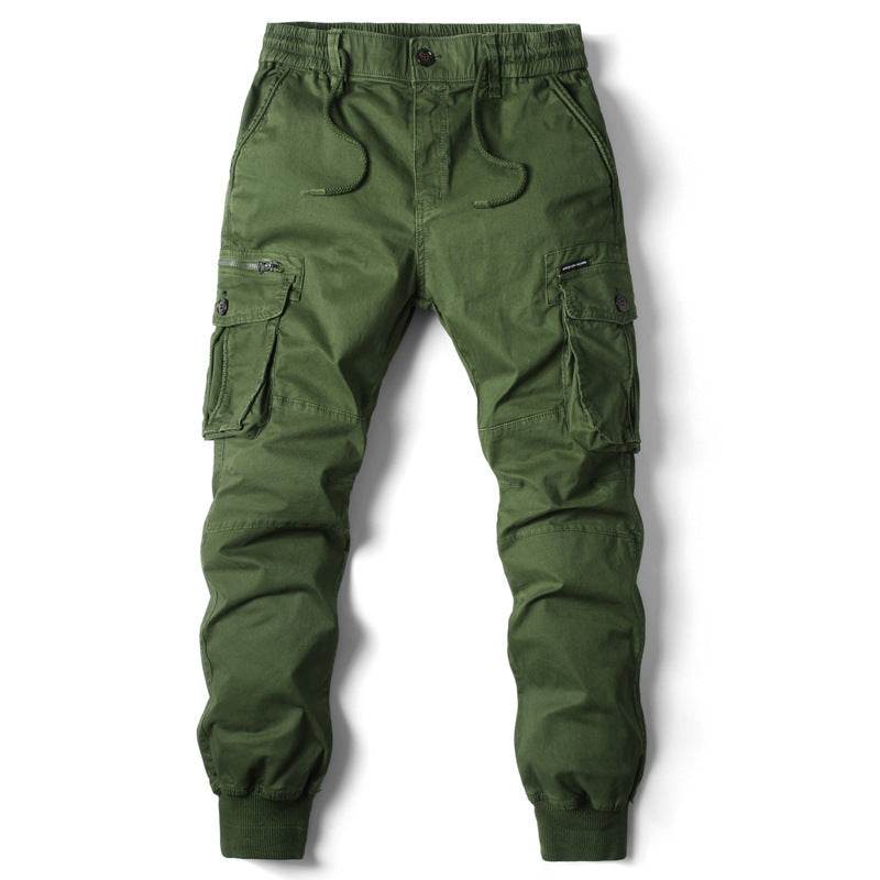 Solid Color Men's Cargo Pants - Multi-Pocket Ankle Style for Comfort - Buy Center