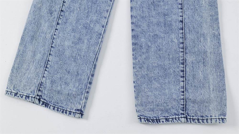 Men's Multi-pocket Washed-out Jeans - Casual Denim Trousers for All Seasons - Buy Center