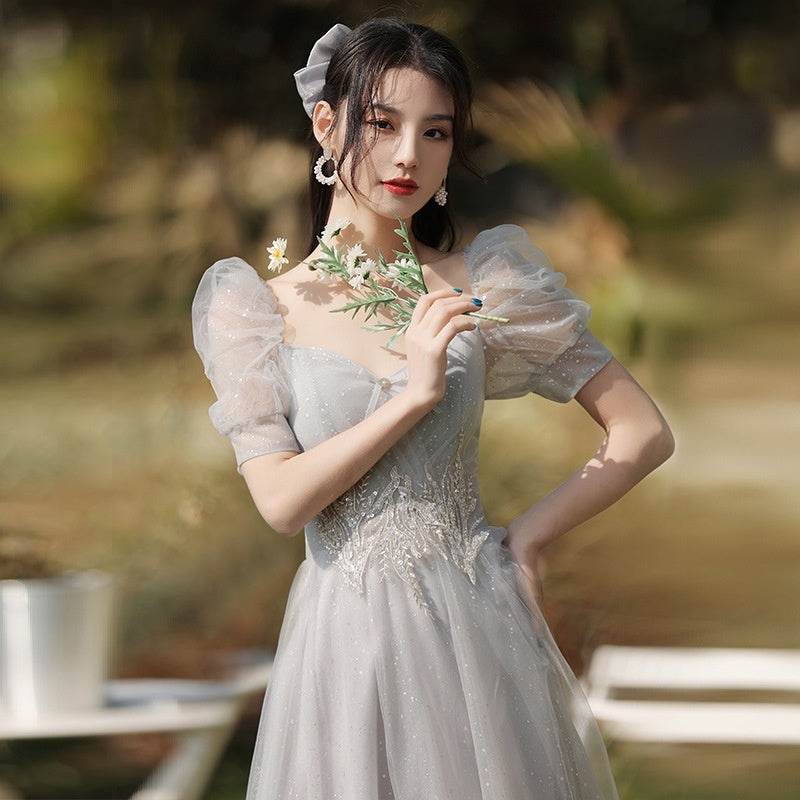 Sisters Gray Slim Fit Dress - Elegant Bridesmaid & Girlfriend Style 2025 - Buy Center