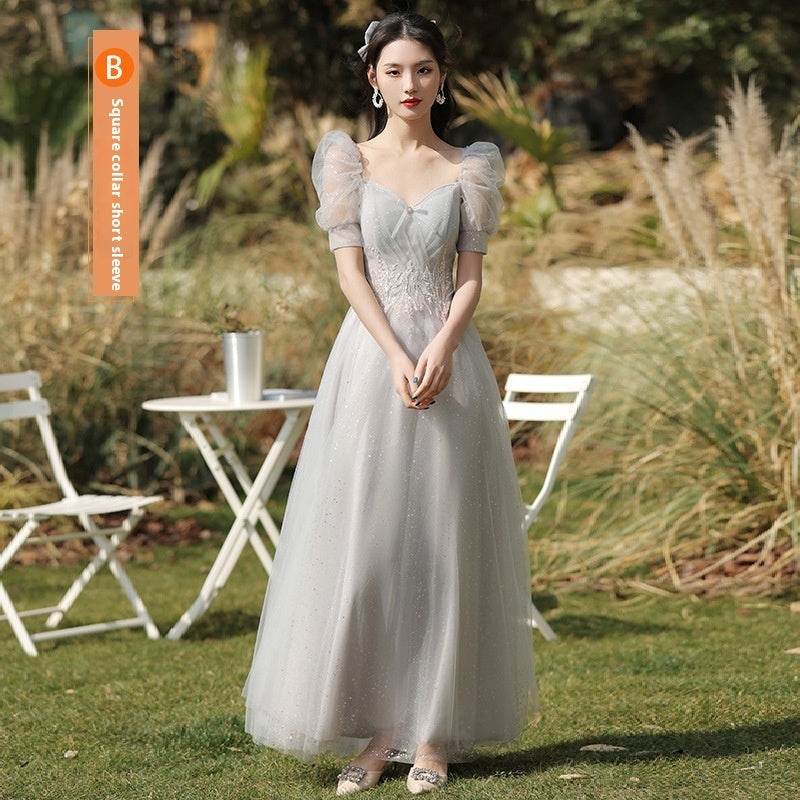 Sisters Gray Slim Fit Dress - Elegant Bridesmaid & Girlfriend Style 2025 - Buy Center