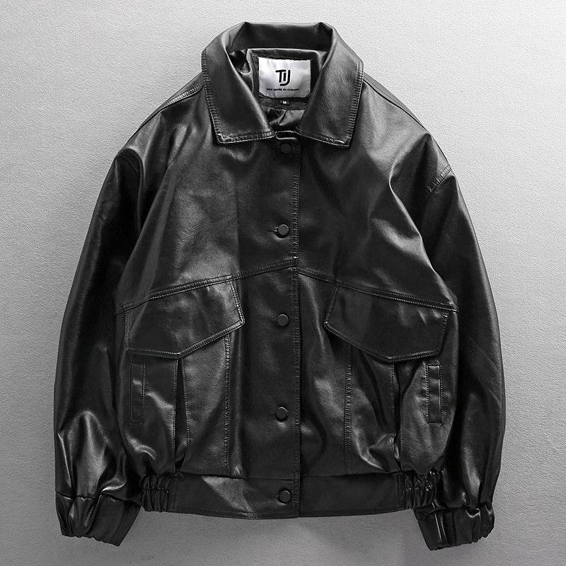 European American Trendy Loose Fit Leather Jacket - Stylish & Comfortable - Buy Center
