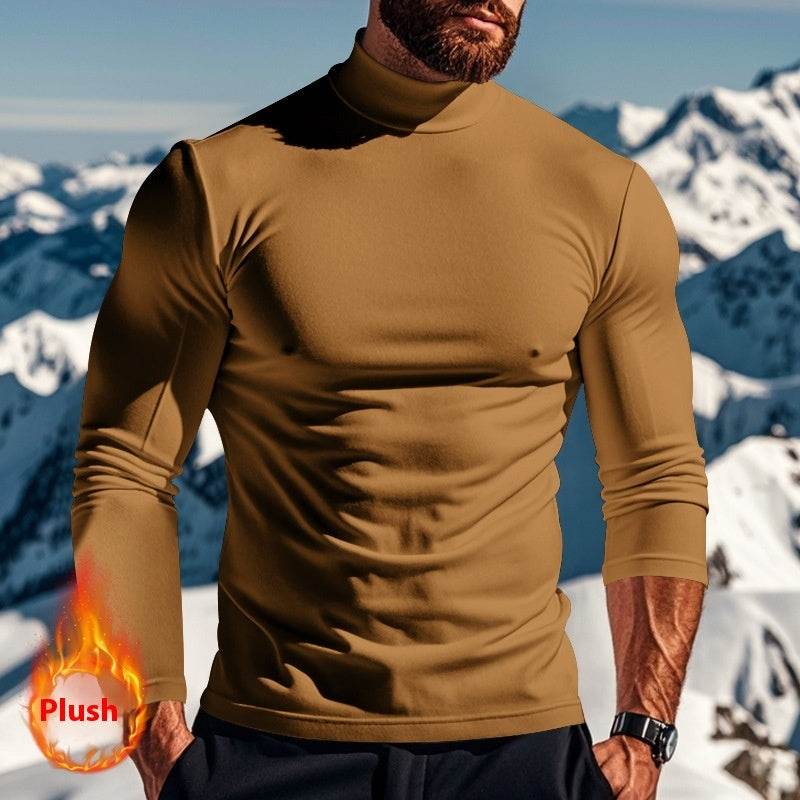Buycenter Slim-Fit Half Turtleneck Men's Top - Stylish Pullover in Black, White, Brown - Buy Center