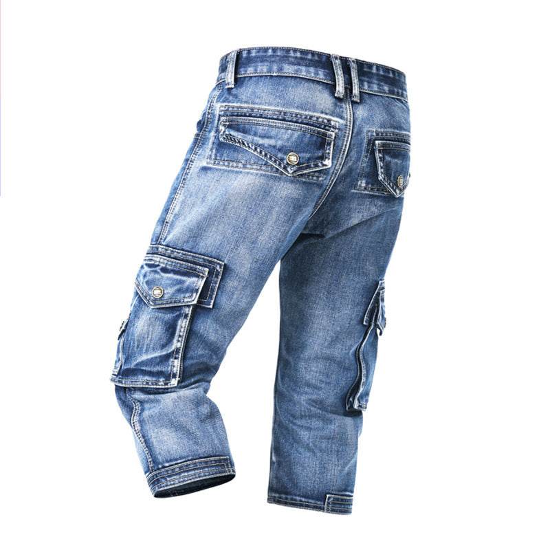 Slim Fit Cropped Denim Shorts for Men - Light Blue Casual Summer Wear - Buy Center