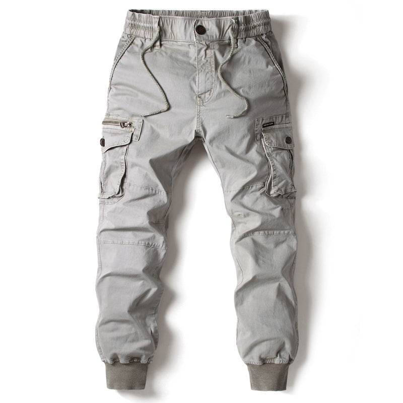 Solid Color Men's Cargo Pants - Multi-Pocket Ankle Style for Comfort - Buy Center