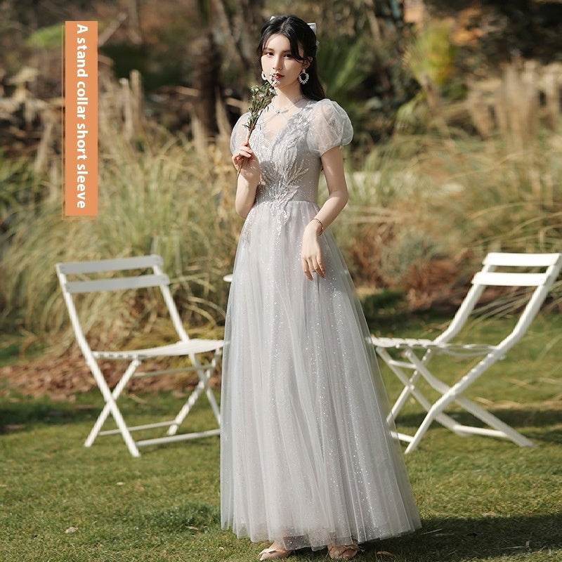 Sisters Gray Slim Fit Dress - Elegant Bridesmaid & Girlfriend Style 2025 - Buy Center