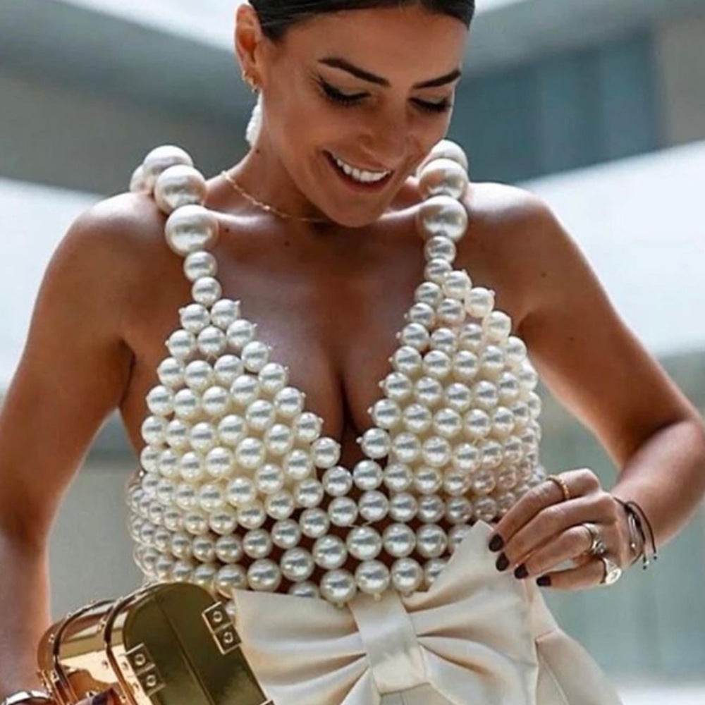 Sexy Fashion Pearl Suspender Vest - Stylish Women's Camis for Any Occasion - Buy Center