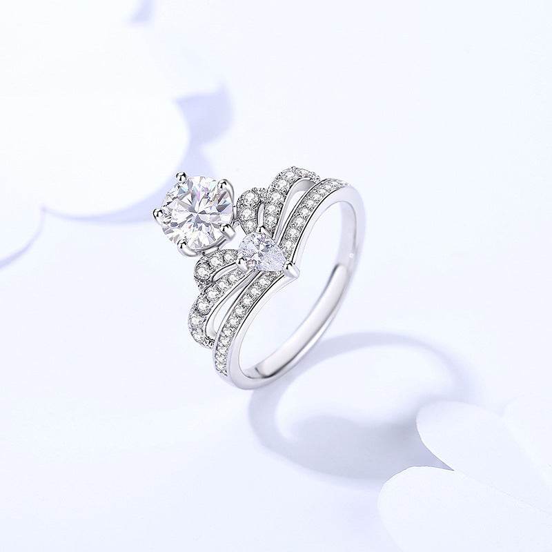 Buy Center Women's Moissanite Crown Ring - 925 Silver Jewelry - Buy Center