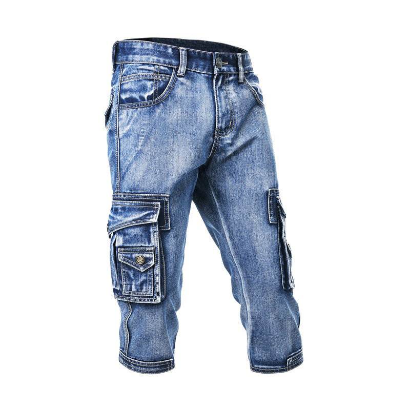 Slim Fit Cropped Denim Shorts for Men - Light Blue Casual Summer Wear - Buy Center