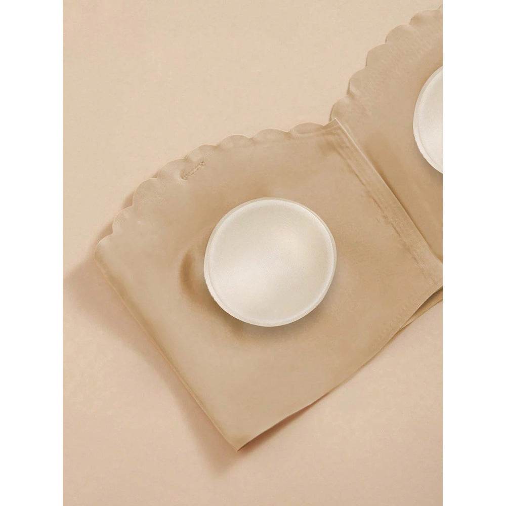 Front Buckle Seamless Tube Top - Wavy Edge Design in Skin Color - Buy Center