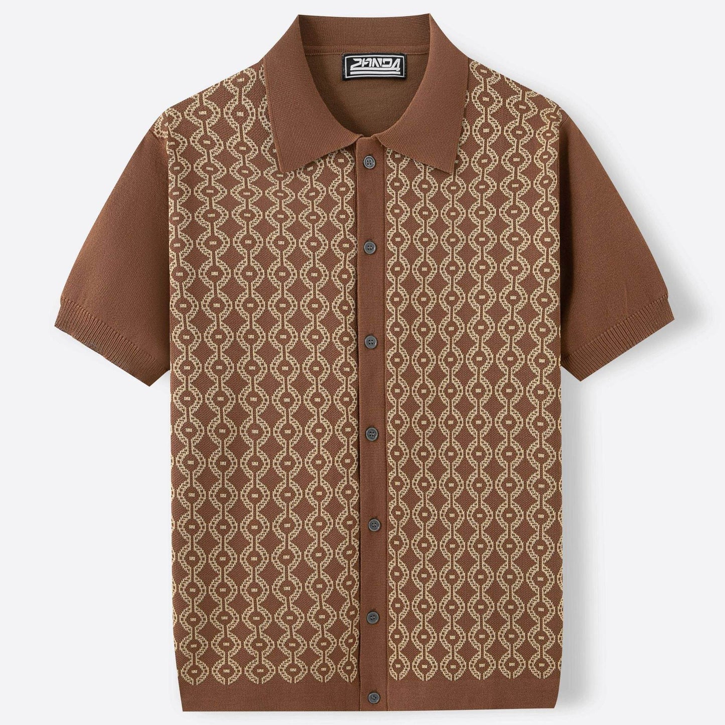 Summer Tencel Cardigan for Men - Short Sleeve Lapel Jacquard Style - Buy Center