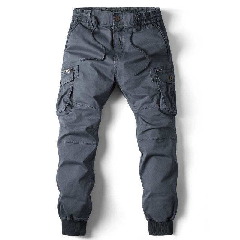 Solid Color Men's Cargo Pants - Multi-Pocket Ankle Style for Comfort - Buy Center
