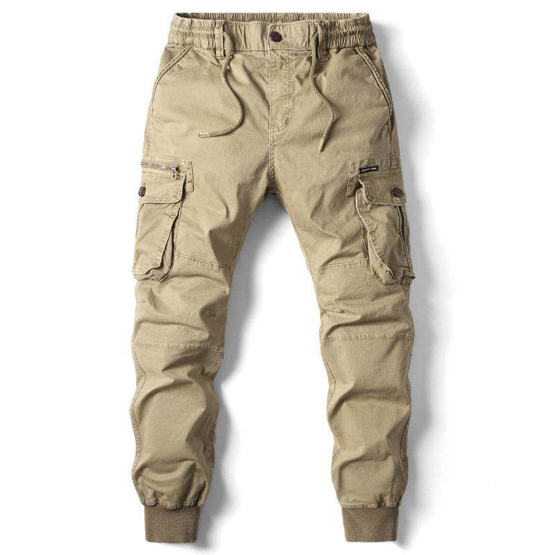 Solid Color Men's Cargo Pants - Multi-Pocket Ankle Style for Comfort - Buy Center