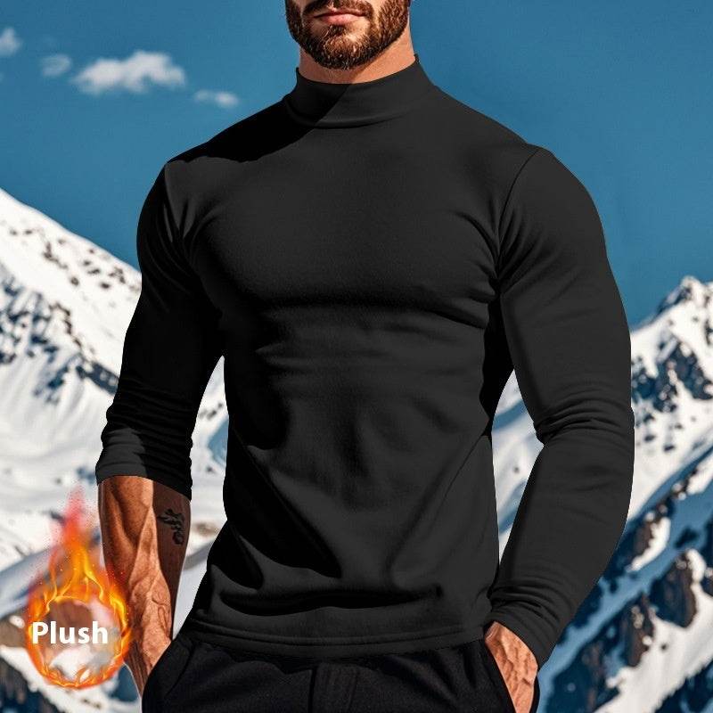 Buycenter Slim-Fit Half Turtleneck Men's Top - Stylish Pullover in Black, White, Brown - Buy Center
