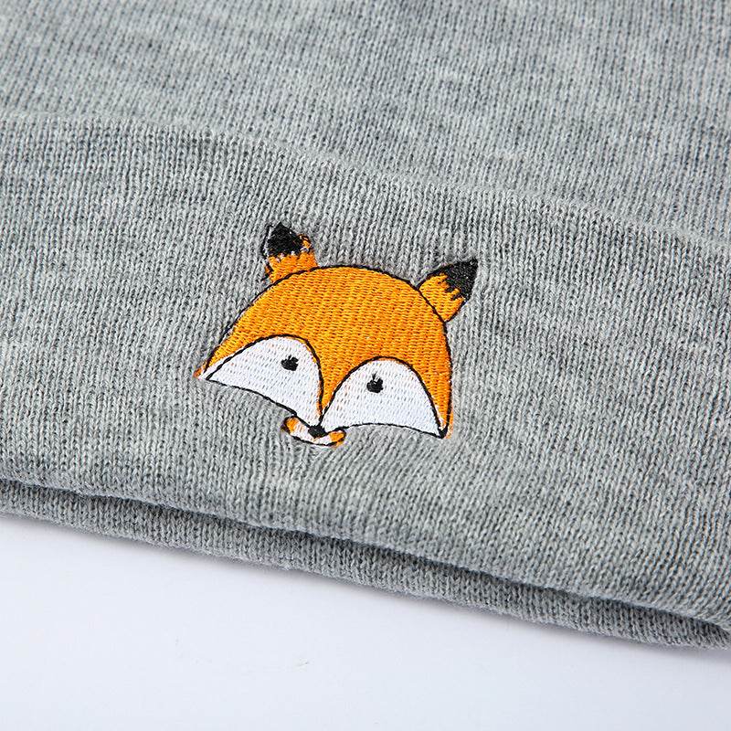 Buycenter Fashion Fox Embroidery Knitted Hat - Cozy & Versatile for All Seasons - Buy Center