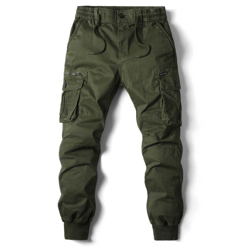 Solid Color Men's Cargo Pants - Multi-Pocket Ankle Style for Comfort - Buy Center