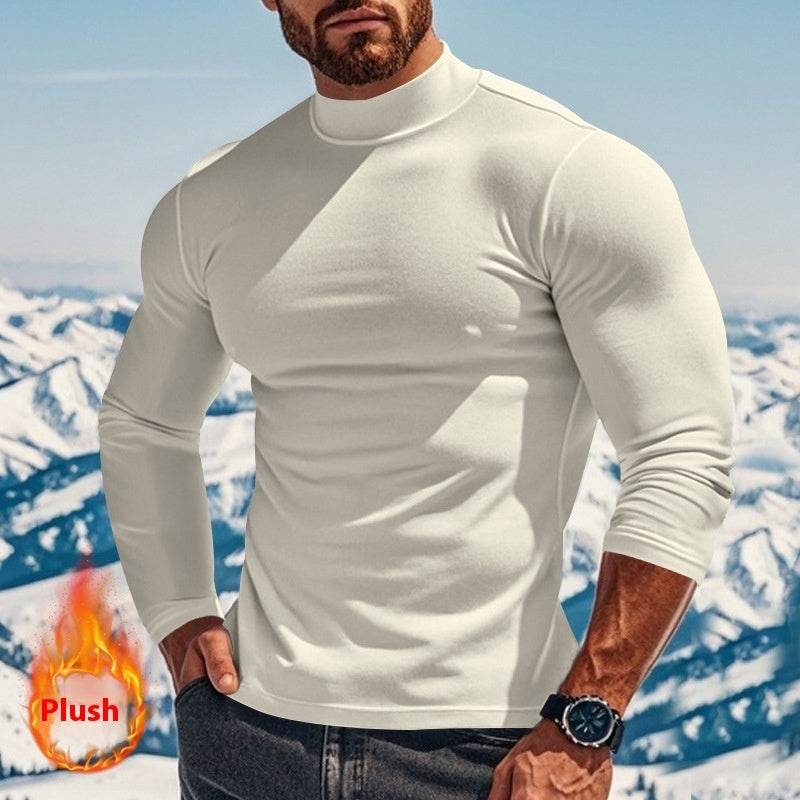 Buycenter Slim-Fit Half Turtleneck Men's Top - Stylish Pullover in Black, White, Brown - Buy Center