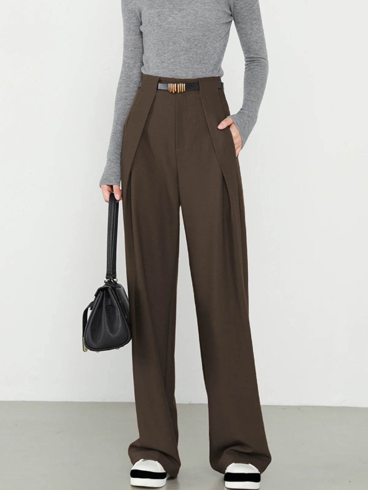 Women's Stylish Wide Leg Suit Pants - Premium Polyester Comfort - Buy Center