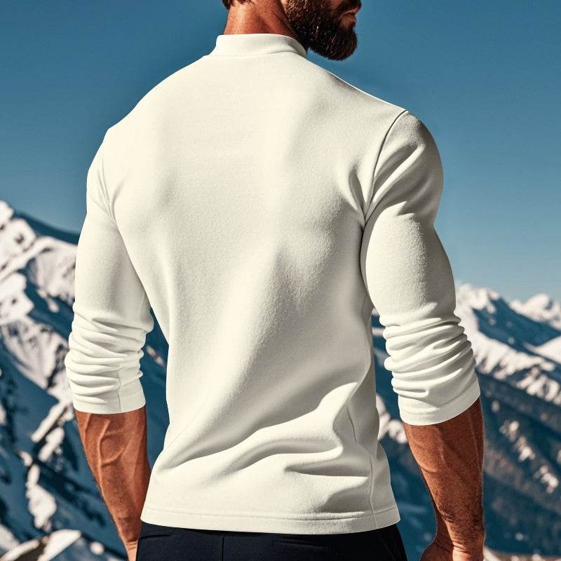 Buycenter Slim-Fit Half Turtleneck Men's Top - Stylish Pullover in Black, White, Brown - Buy Center