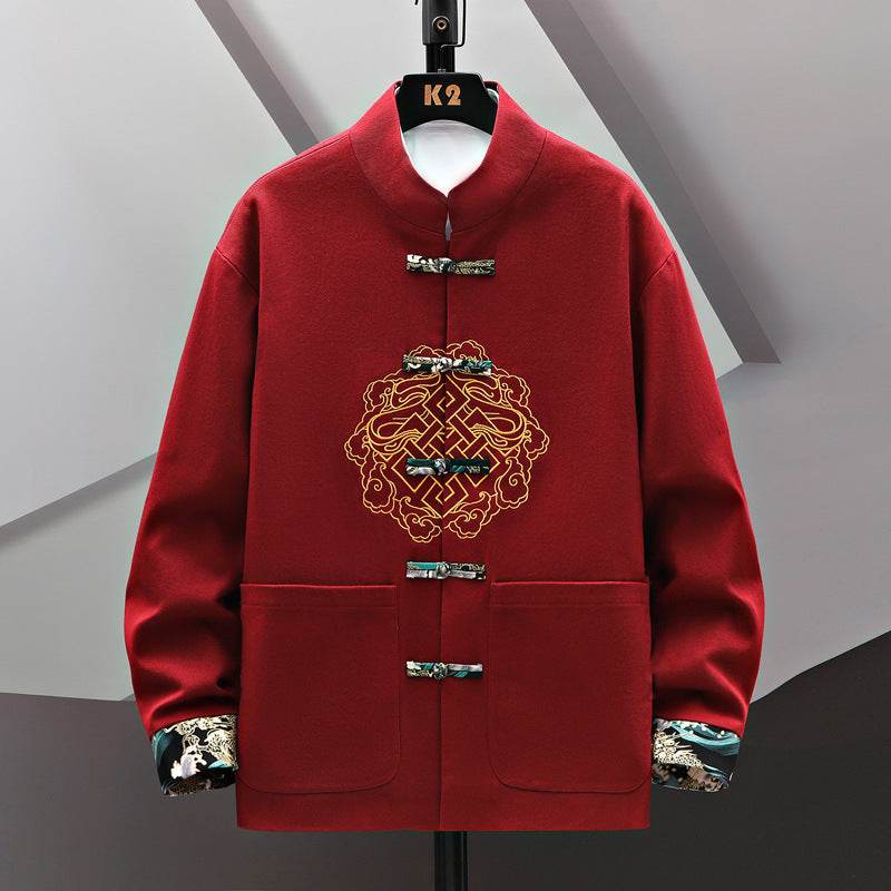 Buycenter Embroidered Chinese Coat - Stylish Buckle Design in Various Colors - Buy Center