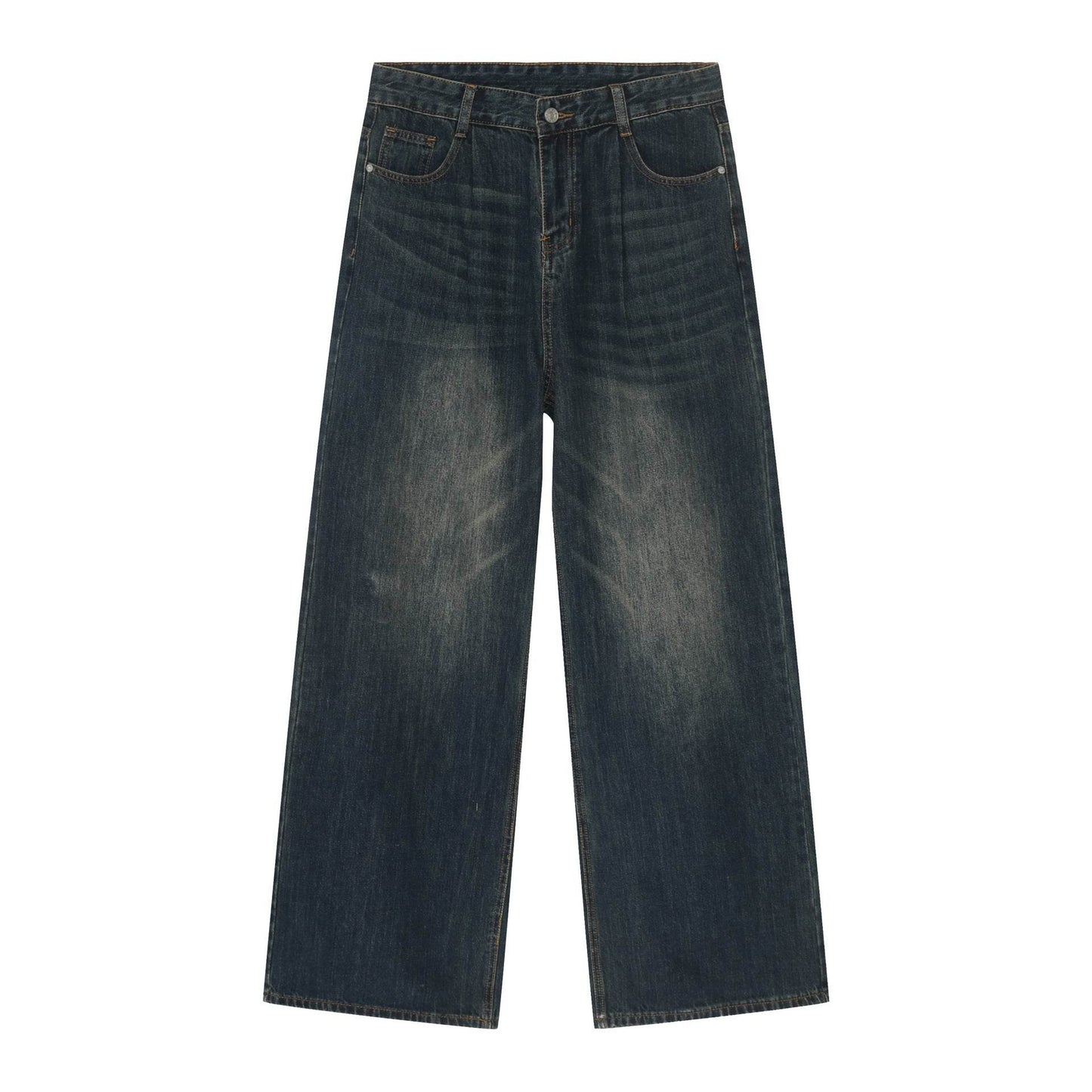 Personality Denim Men's Straight Loose Wide-Leg Pants - Casual Korean Style - Buy Center