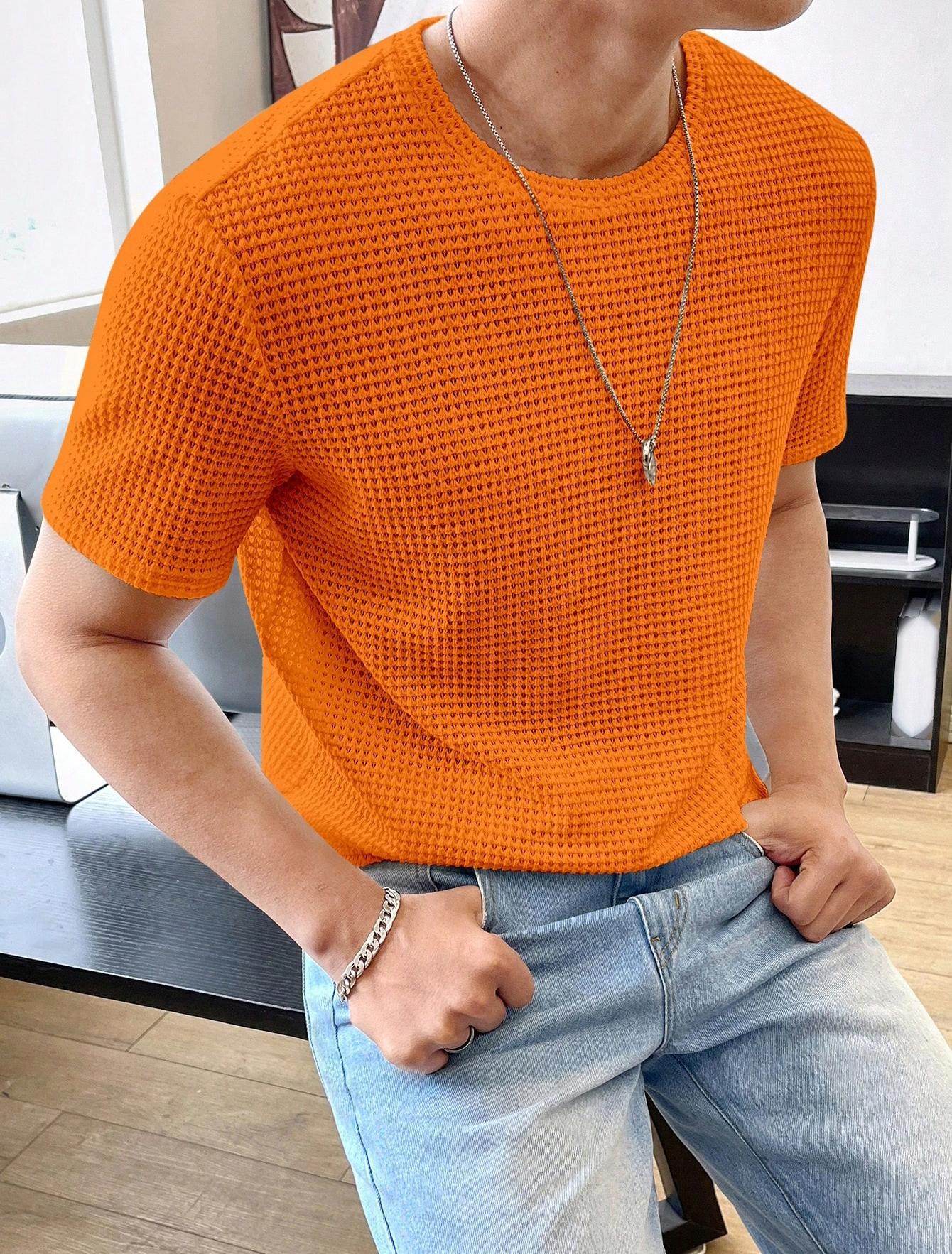 Men's Casual Loose Short Sleeve Tee - Solid Color, Comfortable Fit - Buy Center