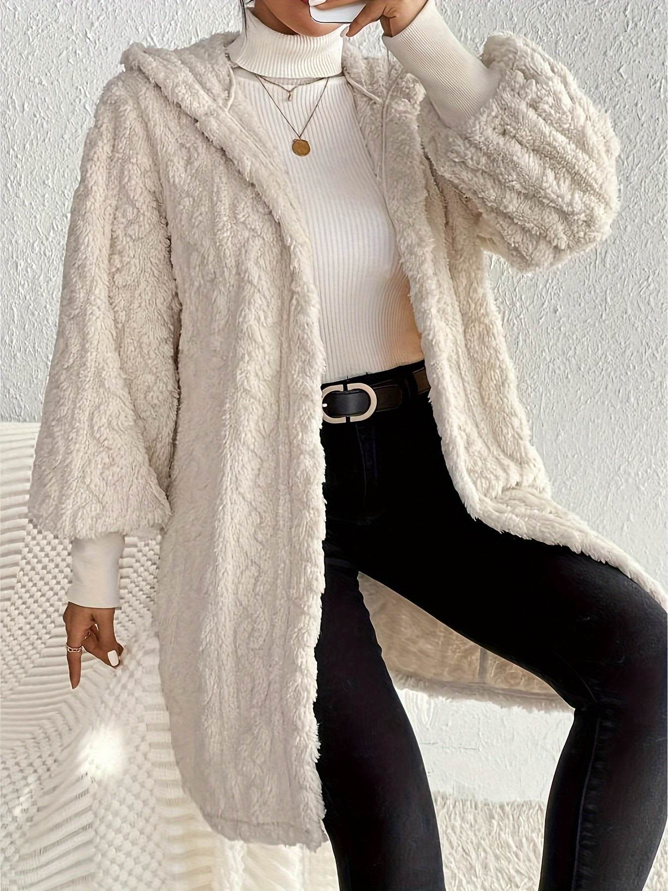 Hooded Double-Sided Plush Long Coat - Stylish Winter Fashion for Women - Buy Center