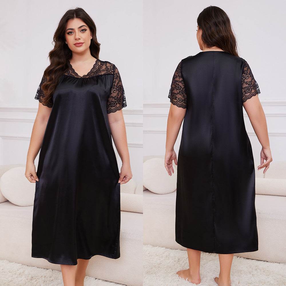 Buycenter Ice Silk Short Sleeve Nightdress - Loose Casual Homewear for Ladies - Buy Center