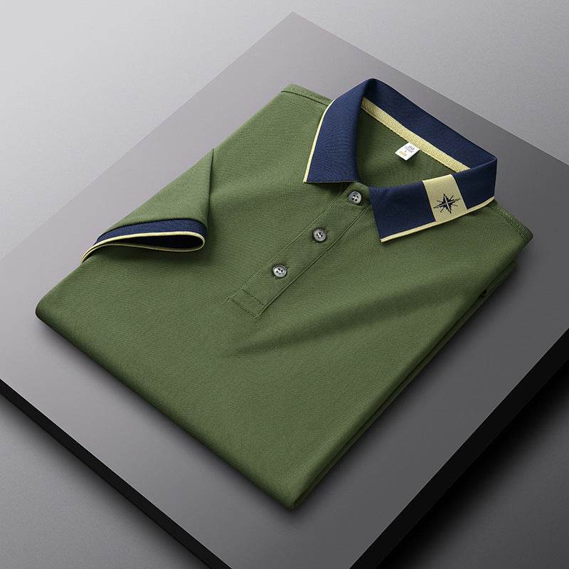 Men's Breathable Summer Lapel T-shirt - Short Sleeve, Solid Colors - Buy Center