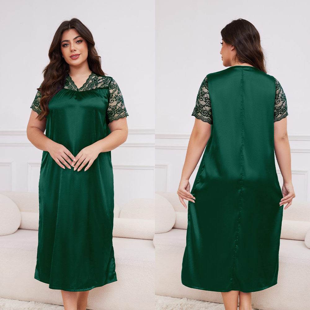 Buycenter Ice Silk Short Sleeve Nightdress - Loose Casual Homewear for Ladies - Buy Center