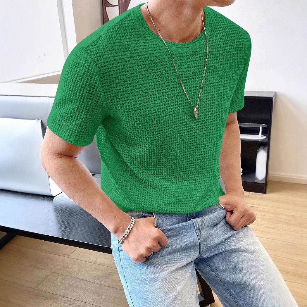 Men's Casual Loose Short Sleeve Tee - Solid Color, Comfortable Fit - Buy Center