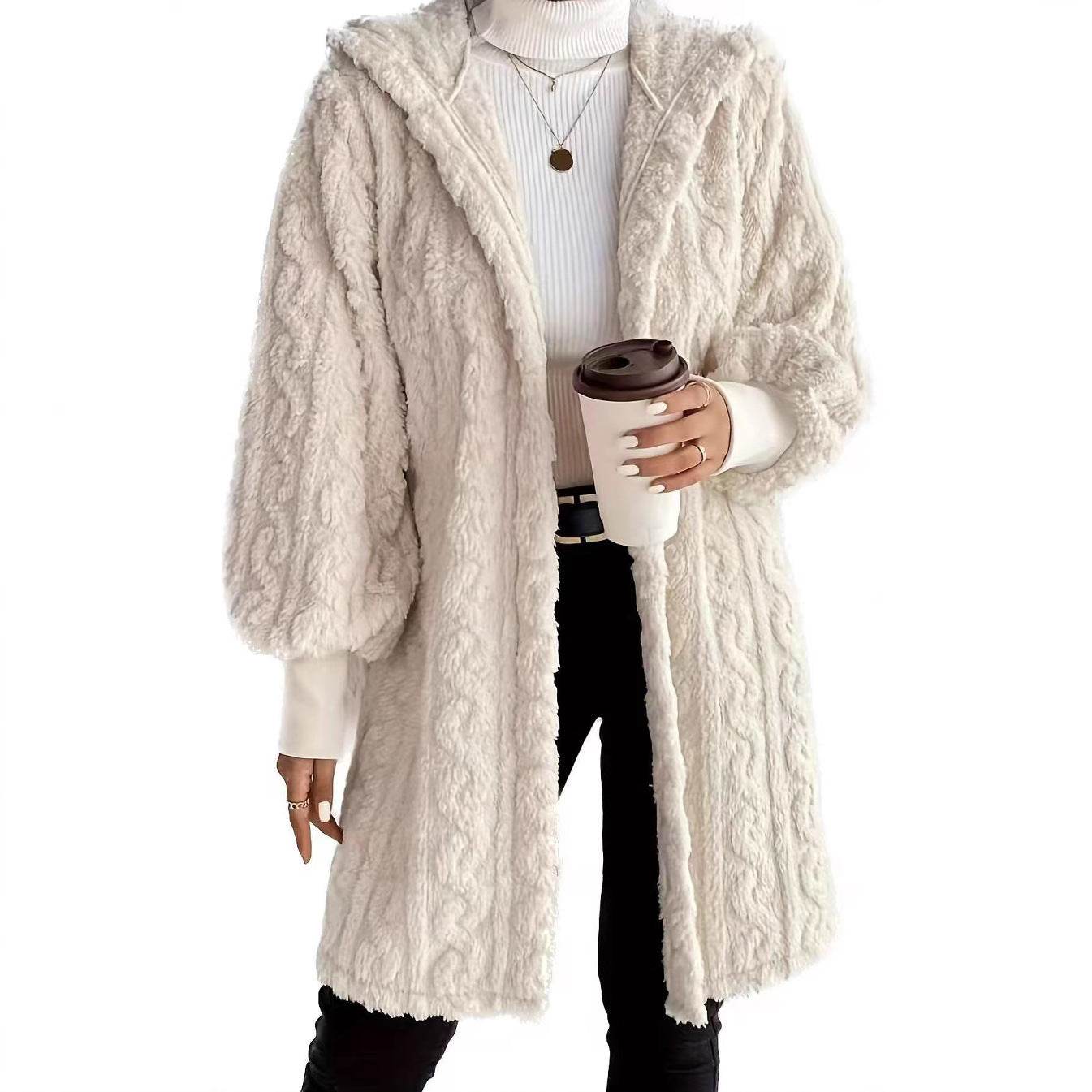 Hooded Double-Sided Plush Long Coat - Stylish Winter Fashion for Women - Buy Center