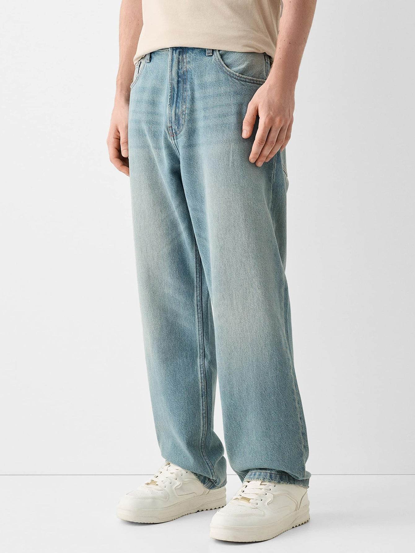 Creative Casual Men's Straight Jeans - High Waist, Versatile Style for Youth - Buy Center