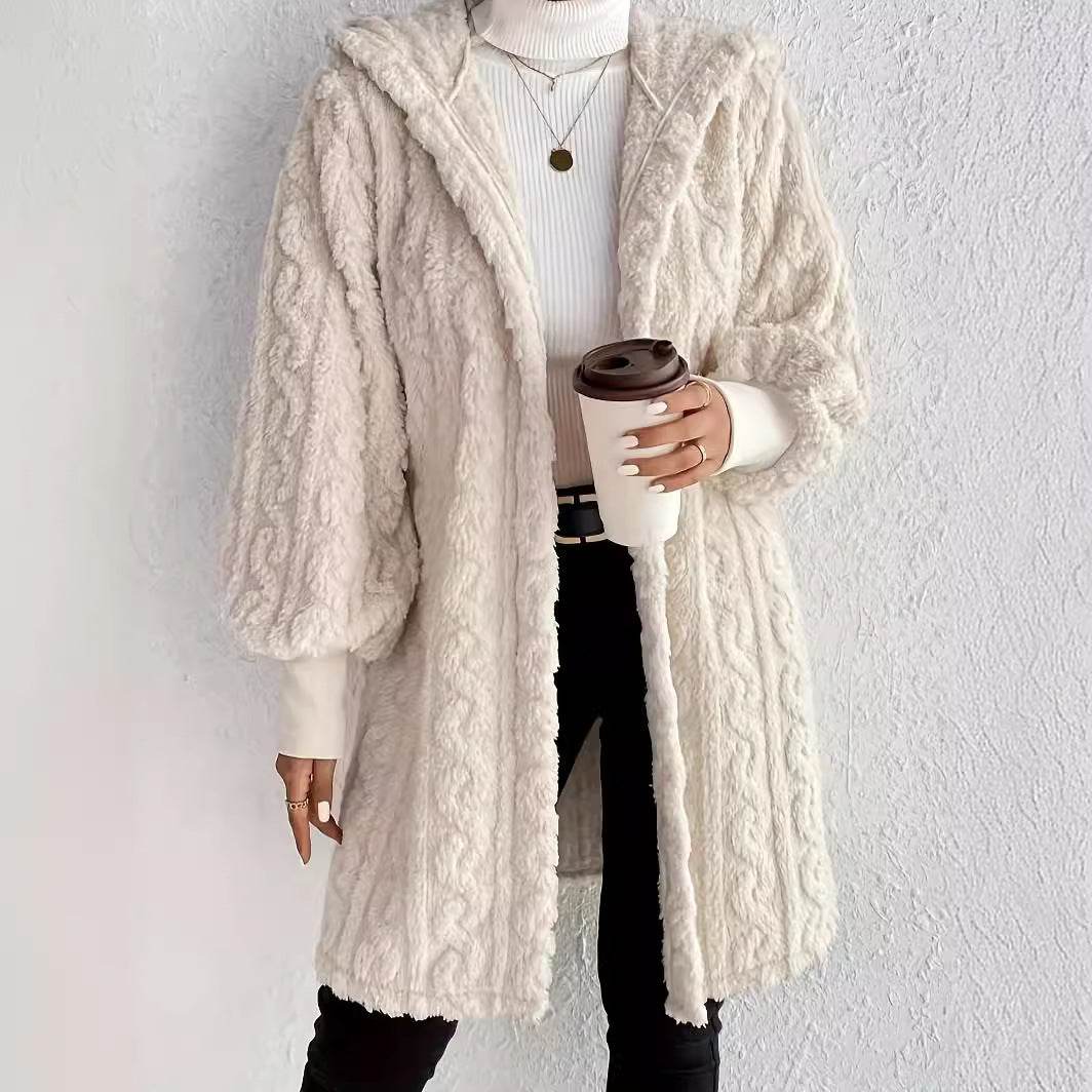 Hooded Double-Sided Plush Long Coat - Stylish Winter Fashion for Women - Buy Center