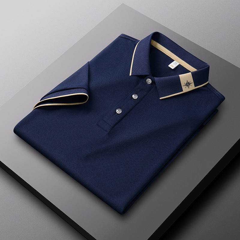 Men's Breathable Summer Lapel T-shirt - Short Sleeve, Solid Colors - Buy Center
