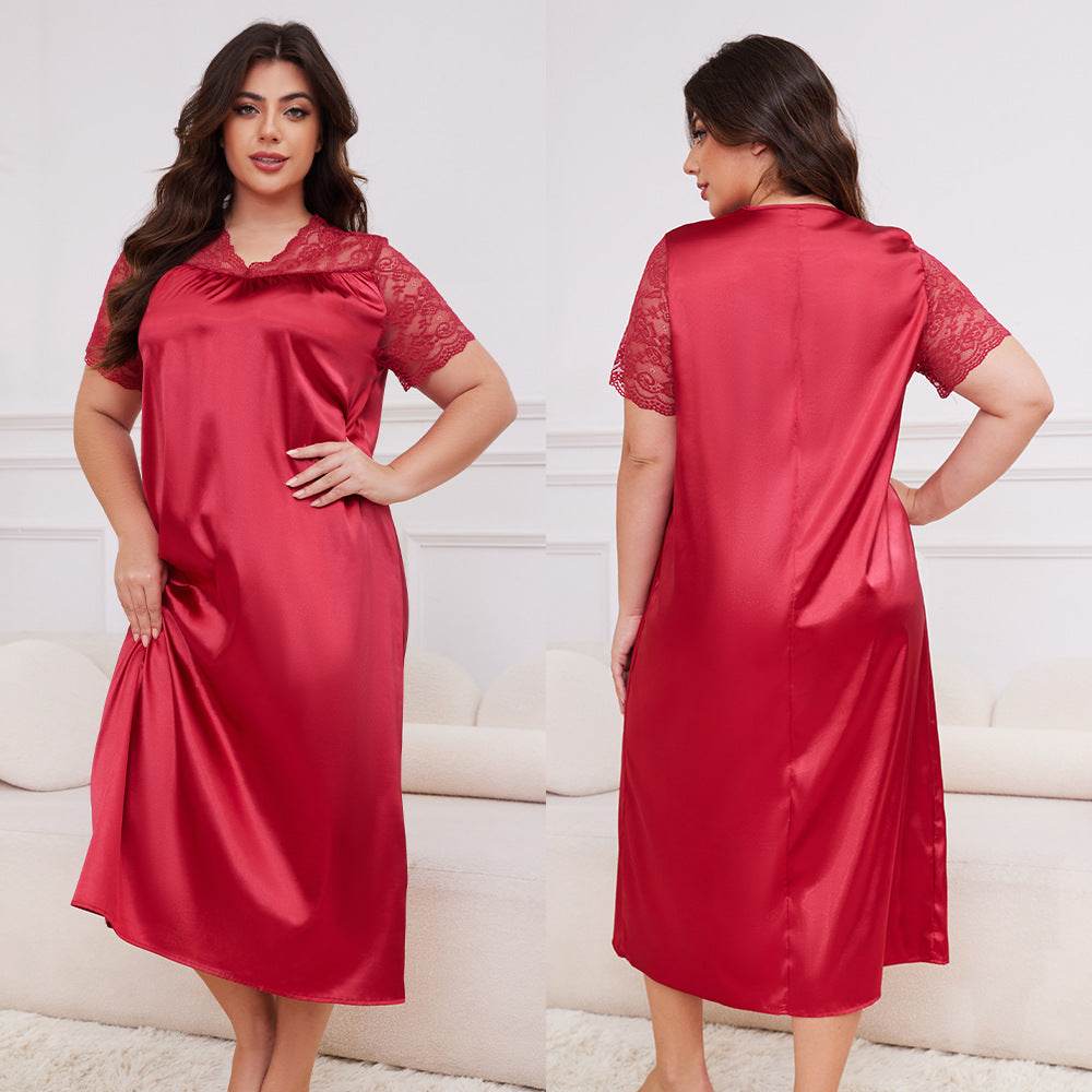 Buycenter Ice Silk Short Sleeve Nightdress - Loose Casual Homewear for Ladies - Buy Center