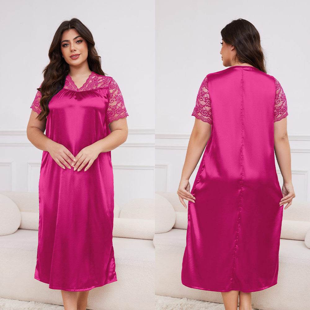 Buycenter Ice Silk Short Sleeve Nightdress - Loose Casual Homewear for Ladies - Buy Center
