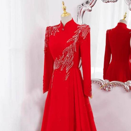 Elegant Long Sleeve Party Dress - Stylish Evening Wear for Women - Buy Center