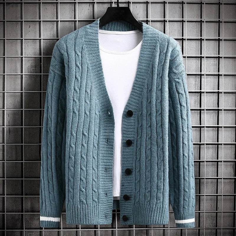 FAVOCENT Men's Slim Fit Cardigan - Casual Solid Color Sweater for Autumn - Buy Center