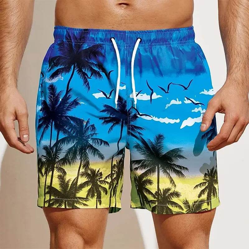 2024 Casual Men's Drawstring Shorts - Quick Dry Coconut Tree Print - Buy Center