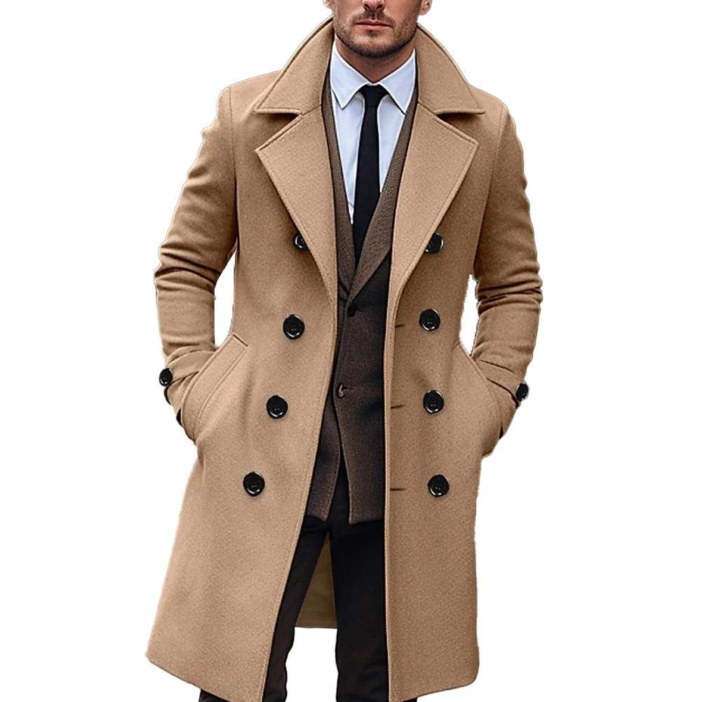 Men's Double Breasted Winter Trench Coat - Warm Business Overcoat - Buy Center